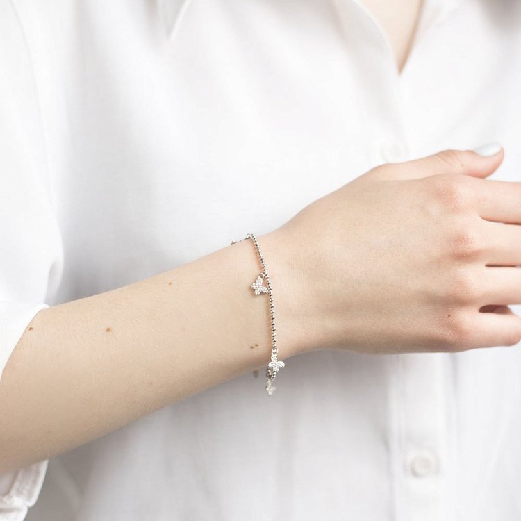 Серебряный браслет с бабочками (фианит) 141336 от ювелирного магазина Оникс - 3