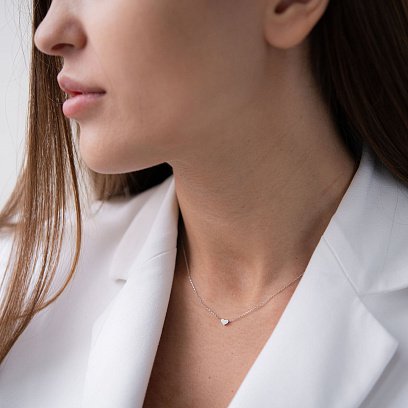 Колье "Сердечко" в белом золоте кол01771 №3