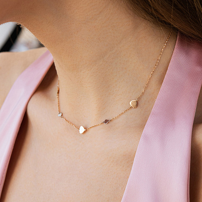 Золотое колье с сердечками кол01404 №9