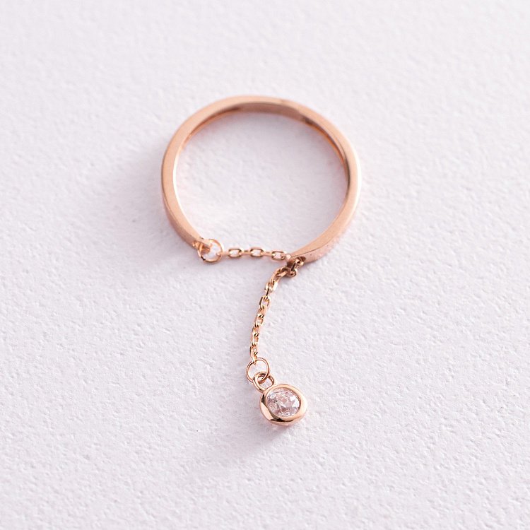 Золотое кольцо с подвеской (фианит) к06996 от ювелирного магазина Оникс