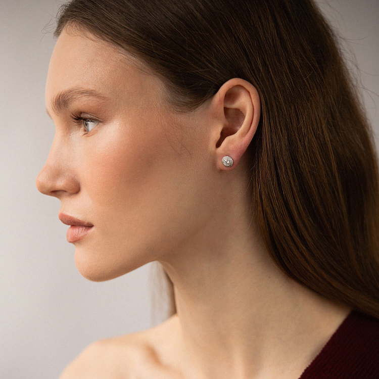 Золоті сережки - пусети з діамантами 345001121 від ювелірного магазину Онікс - 1