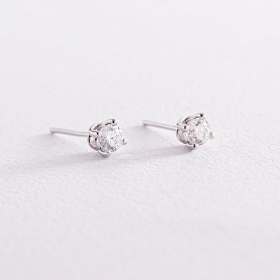 Золотые серьги - пусеты с бриллиантами сб0384z