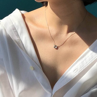 Золотое колье с голубым топазом кол01325 №6