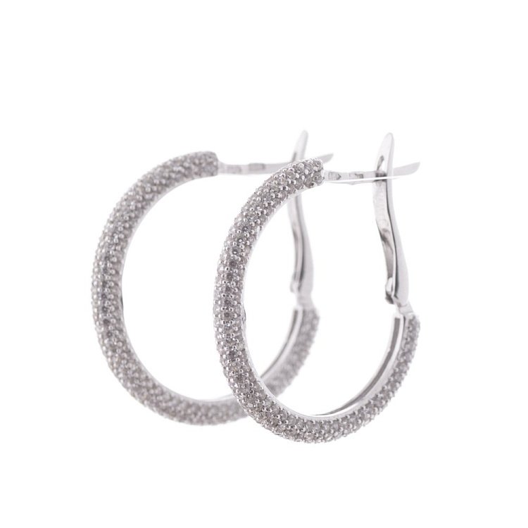 Золоті сережки півкільця з фіанітами с02511 від ювелірного магазину Онікс