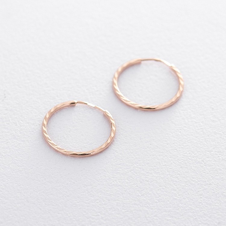 Сережки - кільця в червоному золоті (1.7 см) с01875 від ювелірного магазину Онікс