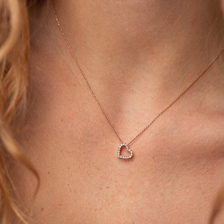 Золотое колье "Сердечко" с бриллиантами колб0131di от ювелирного магазина Оникс - 3