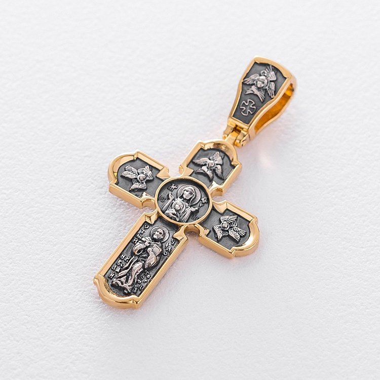 Срібний хрест "Розп'яття" з позолотою 132472 від ювелірного магазину Онікс - 4