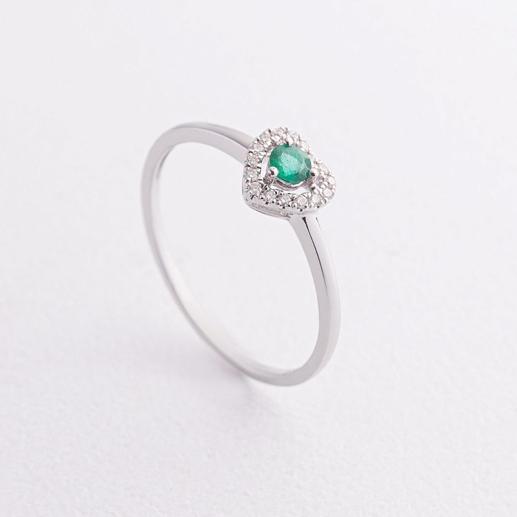 Золотое кольцо "Сердечко" (бриллианты, изумруд) кб0619ca от ювелирного магазина Оникс