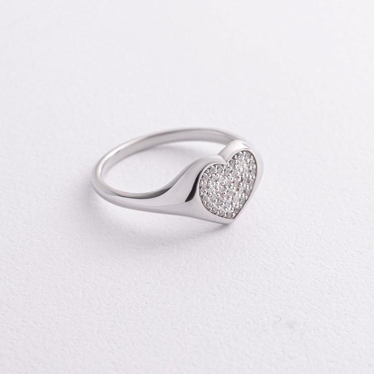 Золотое кольцо "Сердечко" с фианитами к08300 от ювелирного магазина Оникс - 2