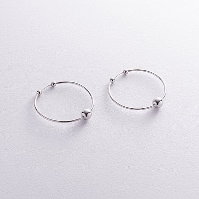 Серьги - кольца Гармония в белом золоте с08364