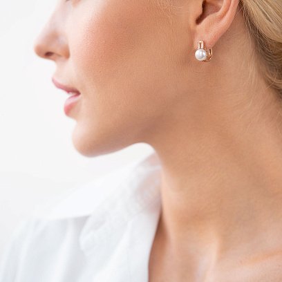 Золоті сережки (перли і фіаніти) с04993 №5