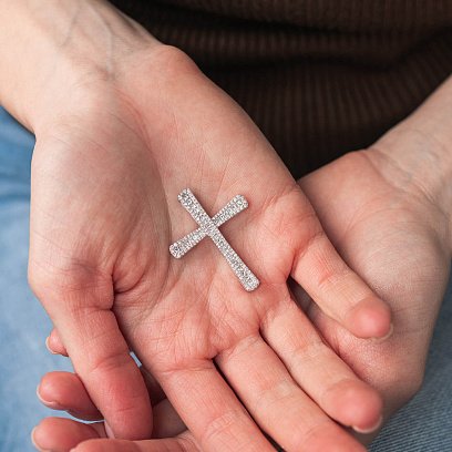 Золотий хрестик з діамантами пб0167са №7