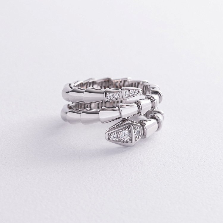 Кольцо "Змея" в белом золоте (фианиты) к08084 от ювелирного магазина Оникс - 2