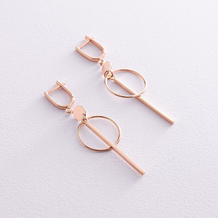 Сережки "Геометрія" у червоному золоті с08152 від ювелірного магазину Онікс