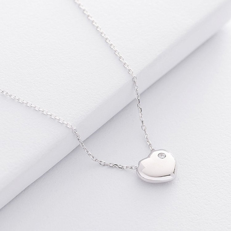 Серебряное колье "Сердечко" (фианит) 18775 от ювелирного магазина Оникс