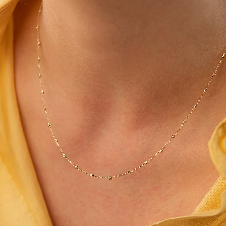 Колье "Шарики" в желтом золоте кол02408 от ювелирного магазина Оникс - 5