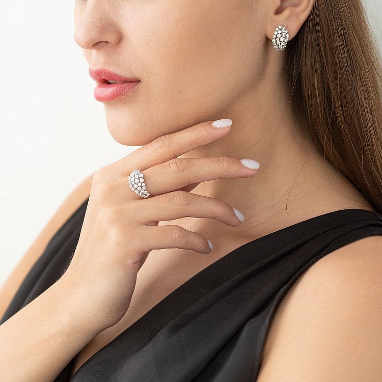 Золоті сережки з діамантами MR17583Egm від ювелірного магазину Онікс - 1