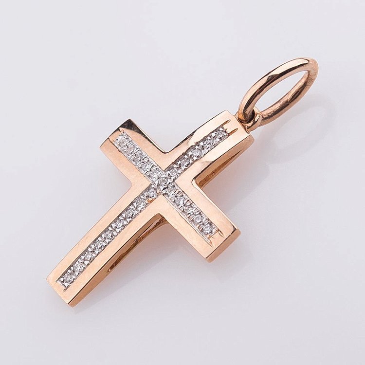 Золотий хрест з діамантами пб01863к від ювелірного магазину Онікс - 1