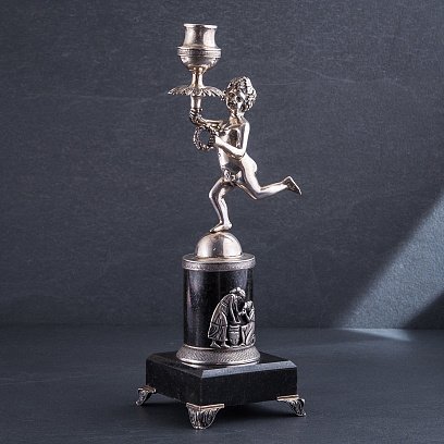 Срібний свічник ручної роботи "Той, що біжить хлопчик" сер00046м