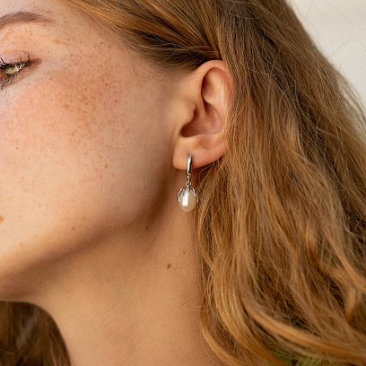 Золотые серьги с жемчугом с07317 №6