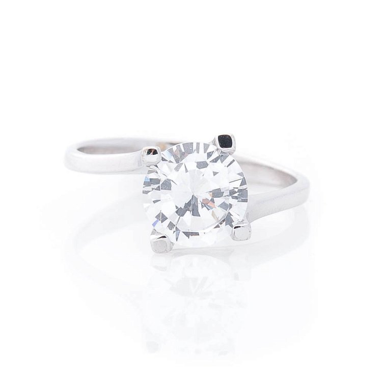 Золотое помолвочное кольцо с фианитом к02599 от ювелирного магазина Оникс - 2