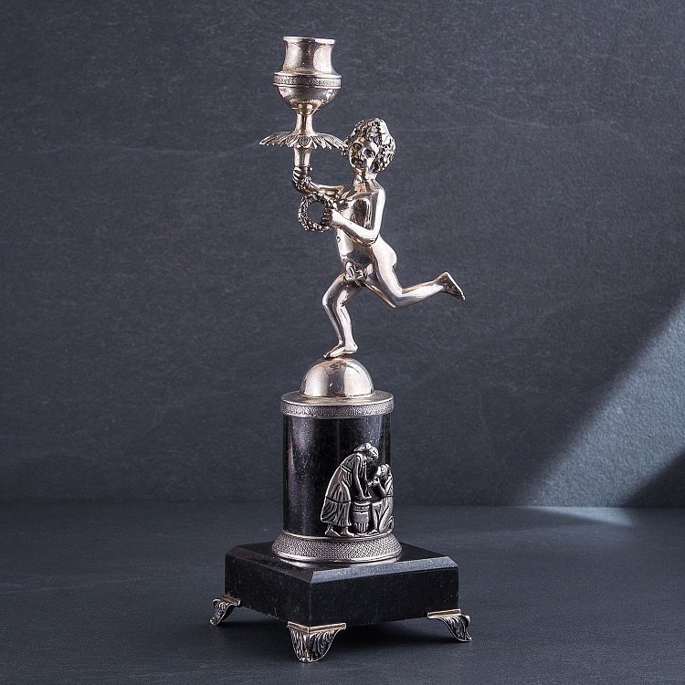 Срібний свічник ручної роботи "Той, що біжить хлопчик" сер00046м від ювелірного магазину Онікс