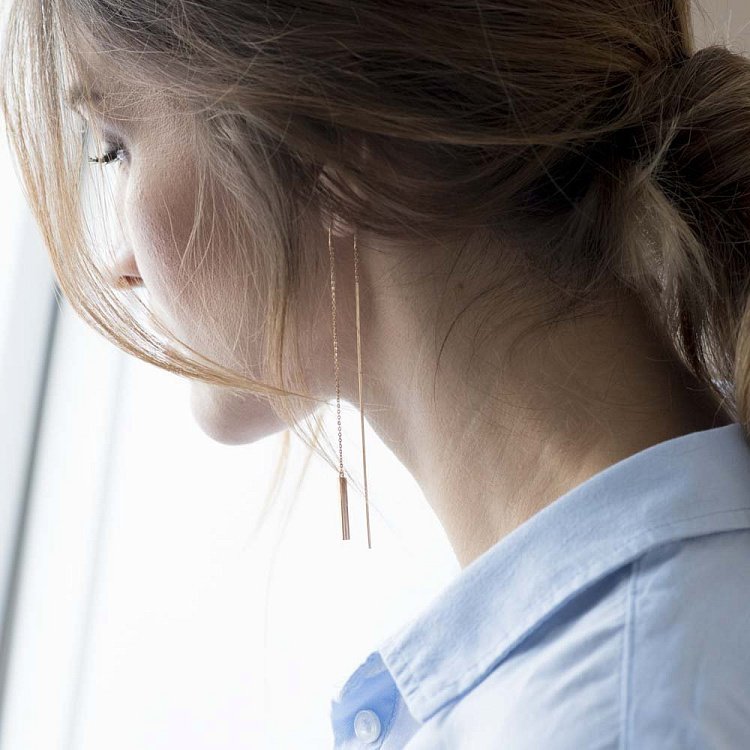 Золоті висячі сережки (протяжки) 580087 від ювелірного магазину Онікс - 8