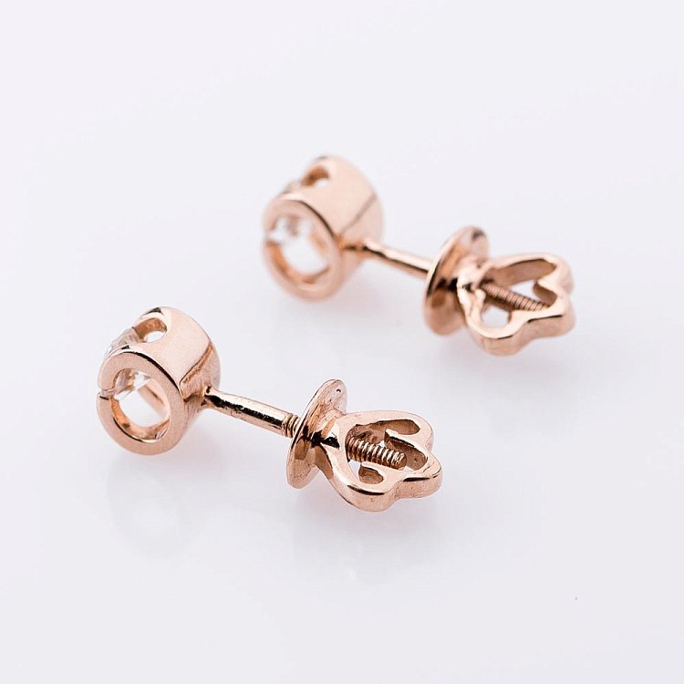 Золоті сережки-пусети з діамантами е0598к від ювелірного магазину Онікс - 1