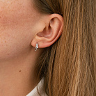 Серьги - кольца "Колоски" в белом золоте с09169 от ювелирного магазина Оникс - 1