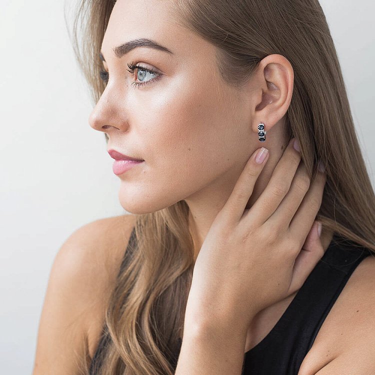 Золотые серьги с сапфирами и бриллиантами сб0071cha от ювелирного магазина Оникс - 4