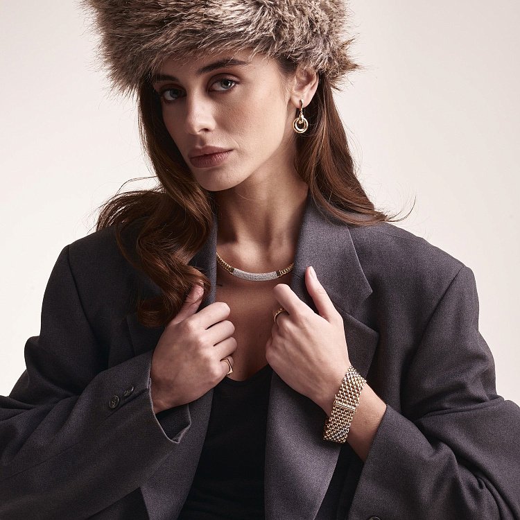 Золотий широкий браслет "Мілена" б05005 - 1 Золотий широкий браслет "Мілена" б05005 від ювелірного магазину Онікс - 1