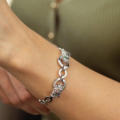 Браслет "Пантера" у білому золоті (фіаніти) б05317 №4