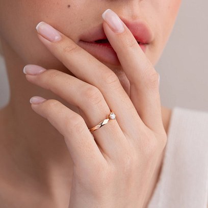 Заручальна золота каблучка з діамантом 219712421 №6