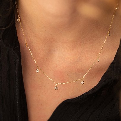 Колье из желтого золота с фианитами кол01378 №7