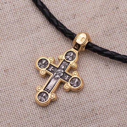 Серебряный крест "Распятие" с позолотой 132468 №4