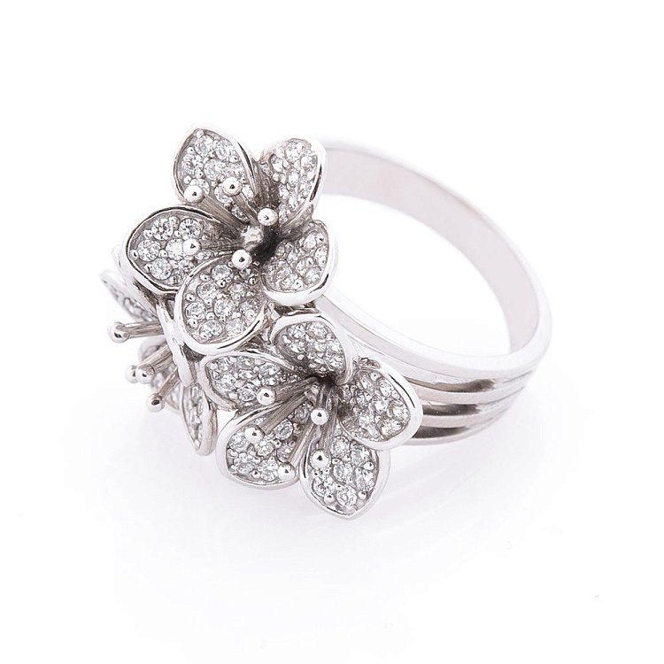 Золотой кулон с цветочками (фианит) п01566 от ювелирного магазина Оникс - 2