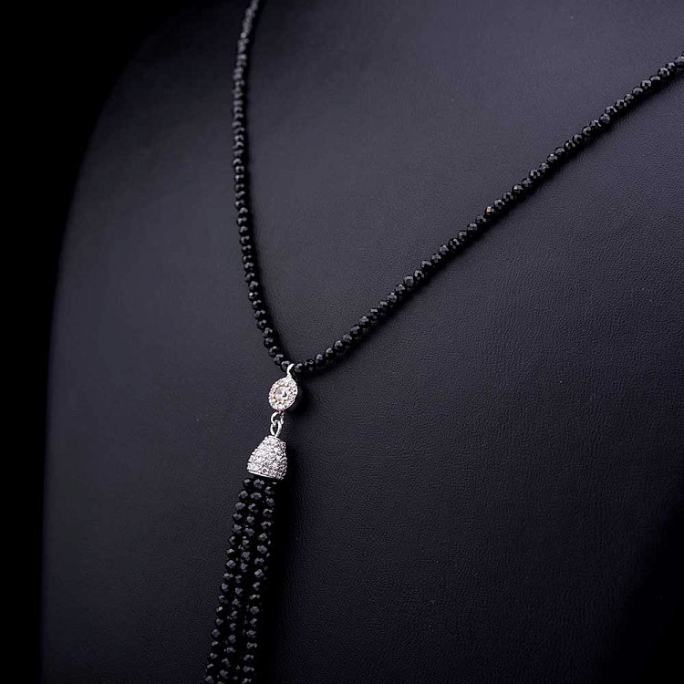 Кольє з фіанітами і агатом 18354 від ювелірного магазину Онікс