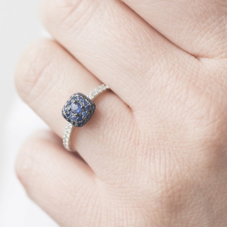 Каблучка золота з сапфірами і діамантами кб0104са від ювелірного магазину Онікс - 4