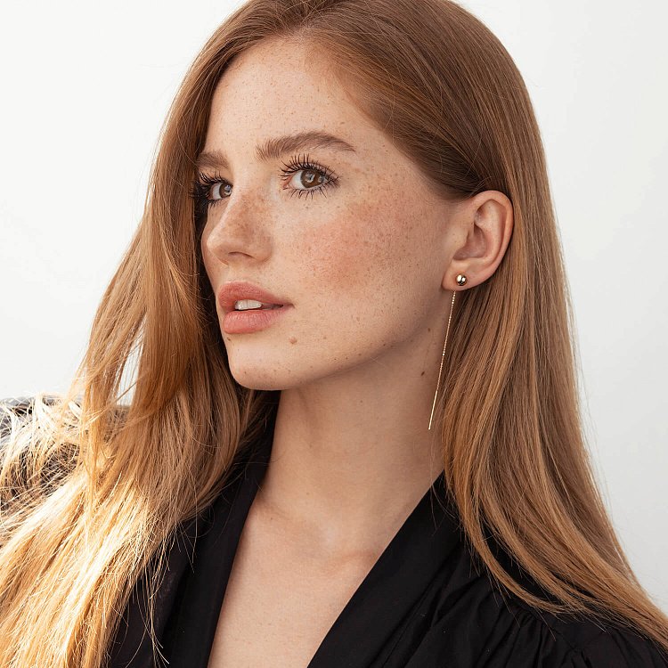 Золоті сережки - протяжки "Кульки" с07955 від ювелірного магазину Онікс - 10