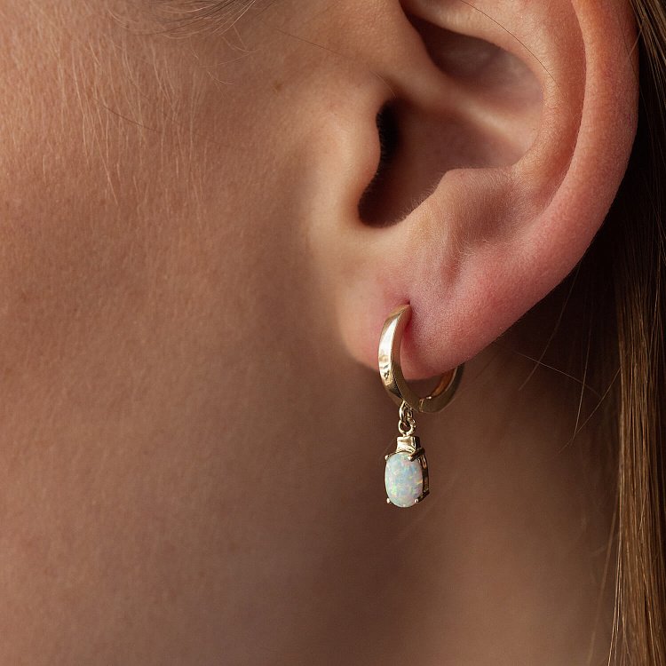 Серьги - кольца с опалом (желтое золото) с08705 от ювелирного магазина Оникс - 3