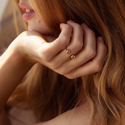 Кольцо "Шарики" в красном золоте к07506 №10