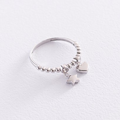 Золотое кольцо "Звездочка и сердечко" (фианиты) к06826 №3