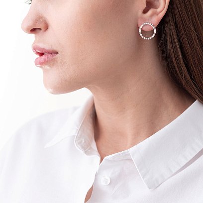 Серебряные серьги - пусеты "Триана" 122987 №2