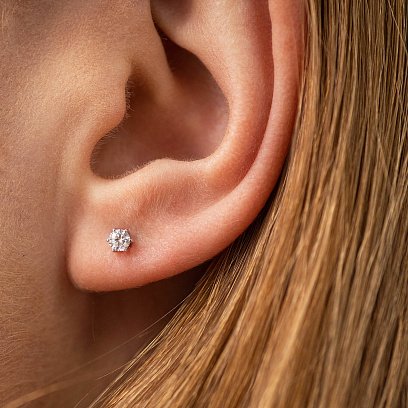 Золотые серьги - пусеты с бриллиантами 331611121 №4