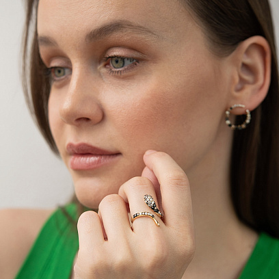 Золота каблучка "Змія" з діамантами кб0609mi №2