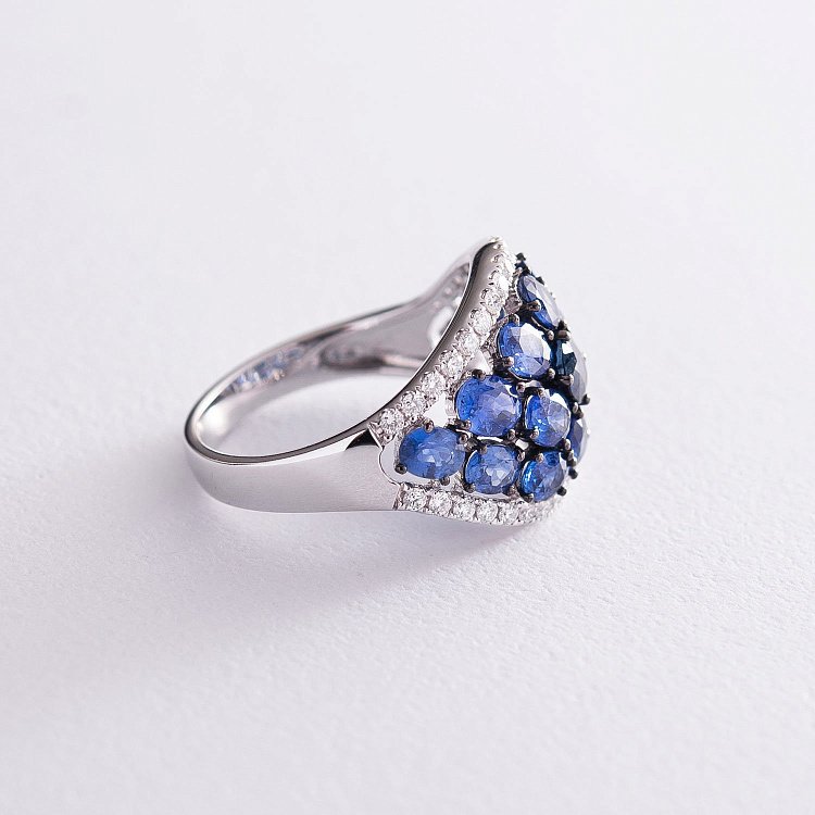 Эксклюзивное золотое кольцо с бриллиантами и сапфирами MR16801gm от ювелирного магазина Оникс - 2