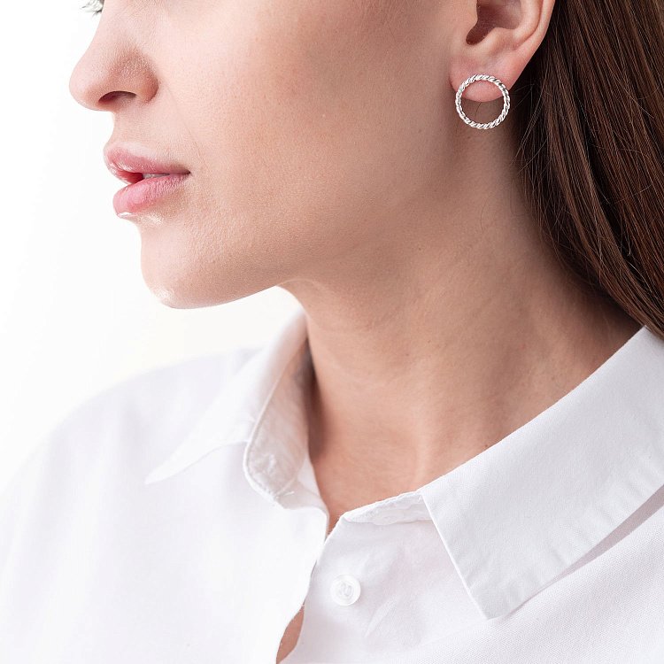 Серебряные серьги - пусеты "Триана" 122987 от ювелирного магазина Оникс - 1