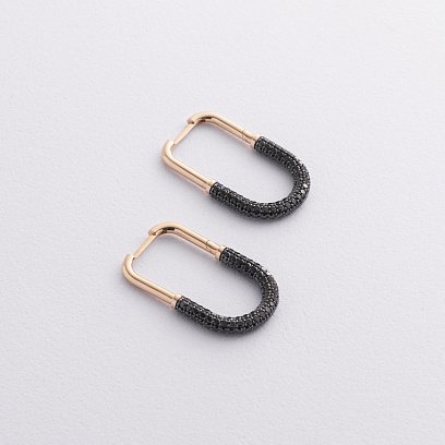 Золоті сережки "Dominika" з чорними діамантами 340041622