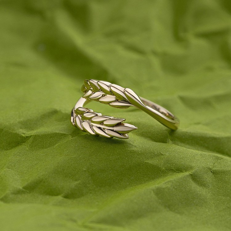 Кольцо "Колоски пшеницы" в желтом золоте к08048 от ювелирного магазина Оникс - 7