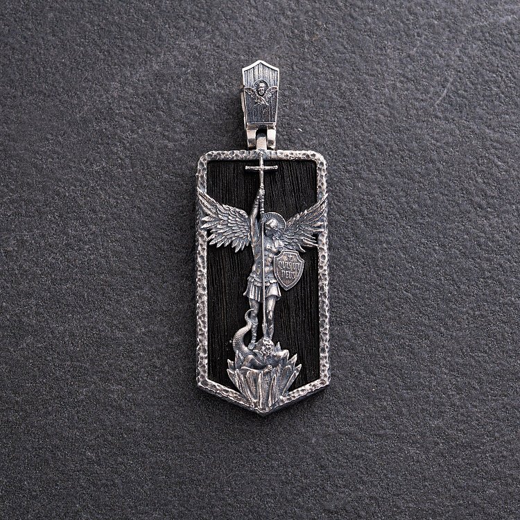Срібний кулон "Архангел Михаїл" з ебеновим деревом 1265 від ювелірного магазину Онікс